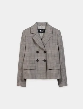 Karo-Blazer aus Woll-Mix female - 40 / 40 - FashionsVida