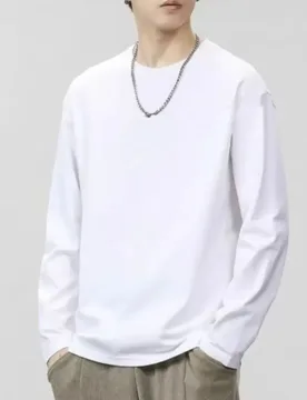 Spring New Men's Cotton Top Loose Casual T shirt Men's and Women's Solid Round Neck Trendy Base Shirt Long Sleeved T-shirt - Aliexpress - FashionsVida