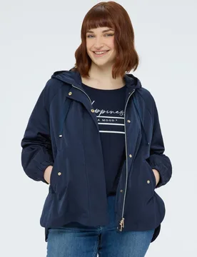 Parka de mujer con capucha y maxi cordón dos amplios bolsillos aplicados en la parte delantera - Fiorella Rubino - FashionsVida