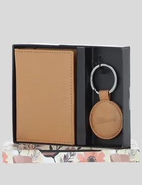Women's Elegant Real Leather Card Holder & Key Ring Set in Camel - Camel - Size: One Size - Ashwood Leather - FashionsVida