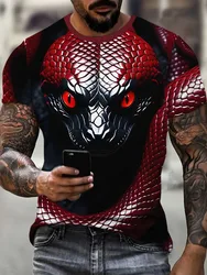 Fashion Snake 3D Printed T Shirt For Men Funny Animal Pattern Oversized T-shirt Summer Hip Hop Trend Clothing Casual O-neck Tops
