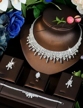 HIBRIDE Luxury Unique Design Fashion Zircon Set Necklace Earrings Bracelet Womens Jewelry Wedding Bridal Travel Party Gift S1169 - Aliexpress - FashionsVida