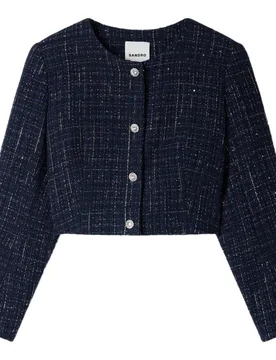 Chaqueta corta de mujer en tweed de fantasía - sandro - FashionsVida