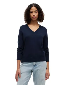 Maglione Con Scollo A V Ww0ww0098 Dark Night Navy M - Tommy hilfiger - FashionsVida
