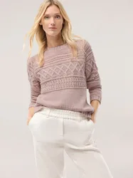 Pullover aus softem Bändchengarn, normale Größen, Farbe Rosa, 40, edles, italienisches Garn bequem und hautsympathisch Damen