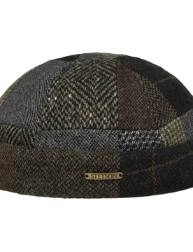 Wool Mix Patchwork Docker Hat by - black-grey - Size: M (56-57 cm) - Stetson - FashionsVida