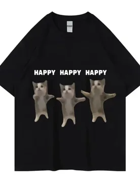 Funny Cute Cat Meme Graphic TShirt Happy Dance Cat Print Short Sleeve T-shirt Fashionable Daily Attire Men Women Casual TShitrs - Aliexpress - FashionsVida
