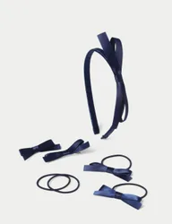 Back To School Navy Satin Bow Set Navy Female
