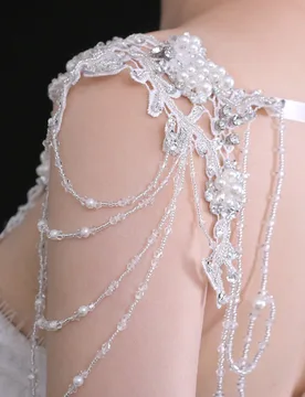 Bridal Tassel Pearl Shoulder Chain Jewelry Bridal Shawl Inlaid Rhinestone Handmade Flower Design Crystal Body Chain - Aliexpress - FashionsVida