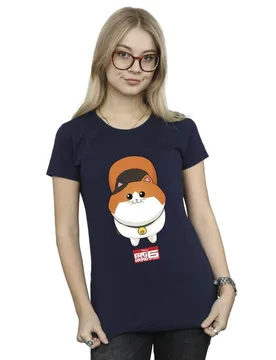 Women's Big Hero 6 Baymax Kitten Face Cotton T-Shirt in Navy Size: Medium - Navy - Size: M - Disney - FashionsVida