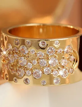 Elegant Luxury Women's Wide Ring with Irregular Synthetic Zircon Shining Grand Style Ring Banquet Party Jewelry - Aliexpress - FashionsVida