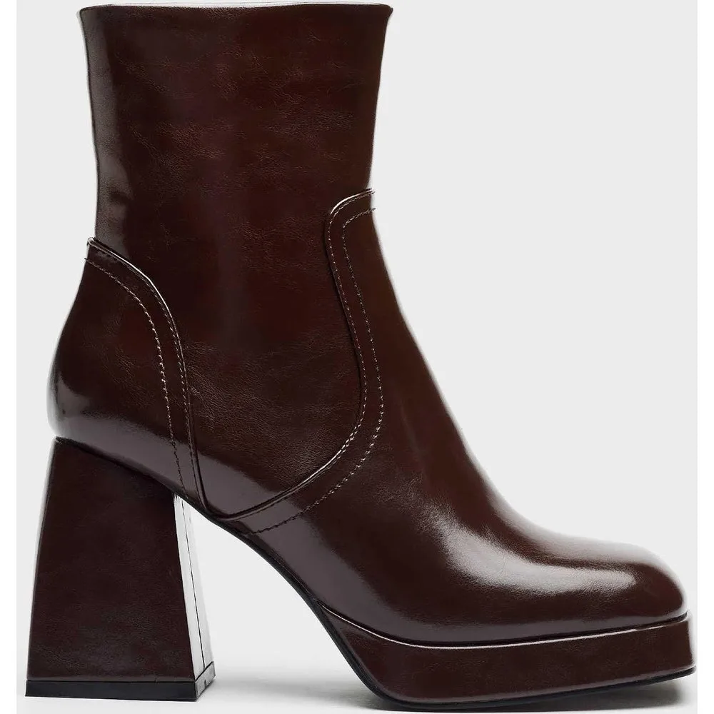Botas de tacón de mujer de caña baja con plataforma - Mim - FashionsVida