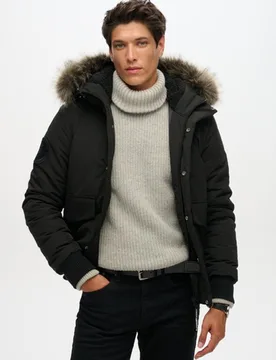 Superdry Herren Everest Bomber-steppjacke mit Kapuze Dunkelgrau - Größe: XL - 189.99 - FashionsVida