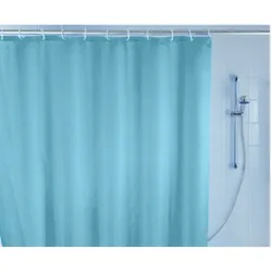 Anti-Schimmel Duschvorhang Uni Light Blue, Textil (Polyester), 180 x 200 cm, waschbar