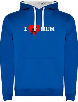 Felpa Con Cappuccio I Love Mum Two-colour Royal Blue / White - Kruskis - FashionsVida