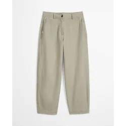 Pantalones rectos de mujer modelo Minu barrel de sarga de algodón ecológico