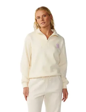 Felpa Con Mezza Zip Party Wave Off White L - Rip curl - FashionsVida