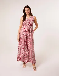 Sleeveless Leaf Print Jumpsuit - S/M / RED - female