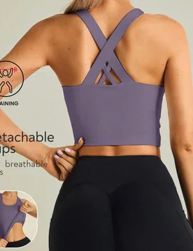 Tender Angel Nuevo Estilo Camiseta de Yoga, Top Deportivo con Espalda Cruzada y Fruncida, Alta Elasticidad, Sujetador Deportivo de Verano - Shein - FashionsVida