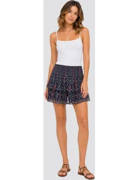 Falda corta, de volantes y estampada - Only - FashionsVida