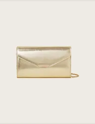 Metallic Chain Strap Clutch Bag Gold female