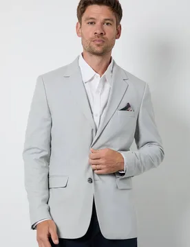 Men's Light Grey Textured Jersey Tailored Fit Blazer Size: 40R - Light Grey - Size: 40R - Burton - FashionsVida