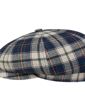 Caroma Check 8 Panel Flat Cap by - blue - Size: M (56-57 cm) - JJ Hats - FashionsVida