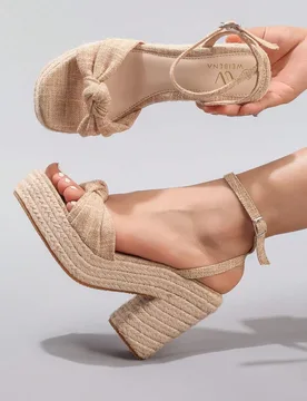 Sandalias de cuña de cuerda con plataforma de suela gruesa, punta abierta trenzada, tacón alto, estilo casual para vacaciones de verano, uso diario - Shein - FashionsVida