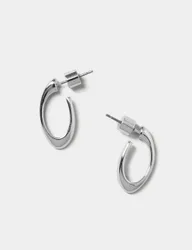 Oval Twist Hoop Earrings Silver female