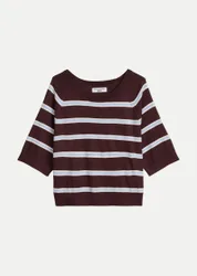 Marc O' Polo Kurzarm-Pullover Gestreift Braun M