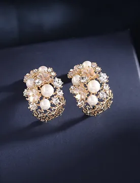 Korean High-End Feel S925 Silver Needle Hollow C-Shaped Half Circle Earrings French Style Pearl Shell White Flower Hoop - Aliexpress - FashionsVida