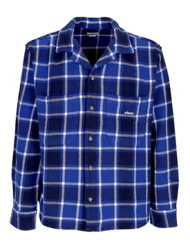 Camicia Manica Lunga Uomo Bigwig Plaid Woven L/s Surf Blue Multi - OBEY - FashionsVida