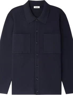 Sobrecamisa de hombre de punto fino con cuello de camisa - sandro - FashionsVida