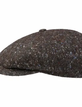Hatteras Newsboy Flat Cap by - grey-mottled - Size: 56 cm - Stetson - FashionsVida