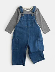 Piece Denim Dungaree Outfit (0-3 Yrs) Denim Mix male