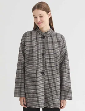 Abrigo de paño de mujer reversible de cuadros - Nice Things - FashionsVida