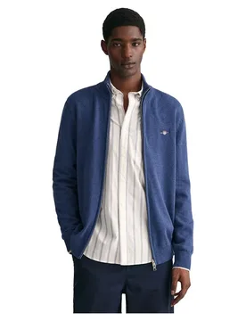 Sweat-shirt Zippé Casual Cotton Dark Jeansblue Melange 3XL - Gant - FashionsVida