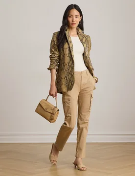 Blazer de mujer en piel con estampado de serpiente - Lauren Ralph Lauren - FashionsVida