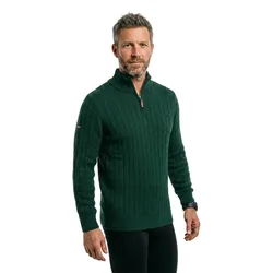Pull à Demi-zip Cotton Classic Cable Forest Green M Homme