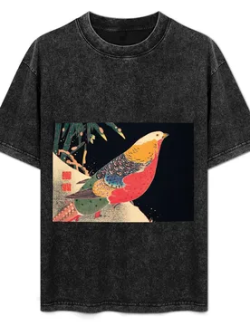 Golden Pheasant: Golden Pheasant in the Snow T-Shirt Simple Casual Short Sleeve Tee - Aliexpress - FashionsVida