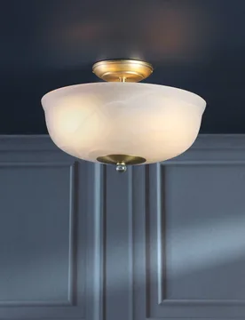 Cossington Glass Semi Flush Ceiling Light Antique Brass - Laura Ashley - FashionsVida