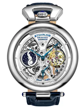Mens Silver Emperor’s Grandeur Automatic 49mm Skeleton - One Size - Stührling - FashionsVida
