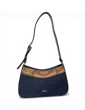 Alviero Martini Prima Classe Shoulder Bag Donna Blu Jeans Sandy Belt in Tessuto Geo Classic - ALVIERO MARTINI 1 CLASSE - FashionsVida