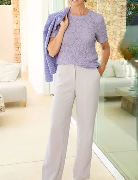 Women's Wide Leg Occasion Trousers 31" (79cm) inside leg in Mid Grey Size: 16 - Mid Grey - Size: 16 - Cotton Traders - FashionsVida