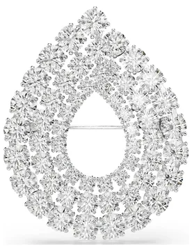Spilla Matrix, Taglio Round, Bianca, Placcato rodio OS - Swarovski - FashionsVida