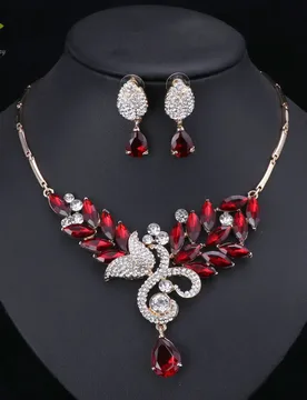 Fashion Jewelry Sets Nigerian Women Gold Color Bridal Green/Red Crystal Wedding African Beads Necklace Earring Sets - Aliexpress - FashionsVida