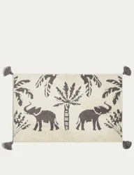 Cotton Blend Elephant Bath Mat Charcoal