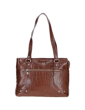 Womens 'Velutto Eleganza' Zip Mid Section Real Shoulder Bag - Brown - One Size - Ashwood Leather - FashionsVida