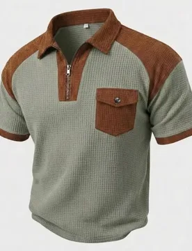 New Men's Short Sleeve T Shirt Grid lapel Polo Shirt with Pockets Breathable Loose Basic Shirts for Men Lightweight Tops - Aliexpress - FashionsVida