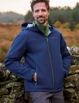 Exodus Mens Water-Resistant Softshell Jacket - Blue - Blue - Size: XXS - Mountain Warehouse - FashionsVida